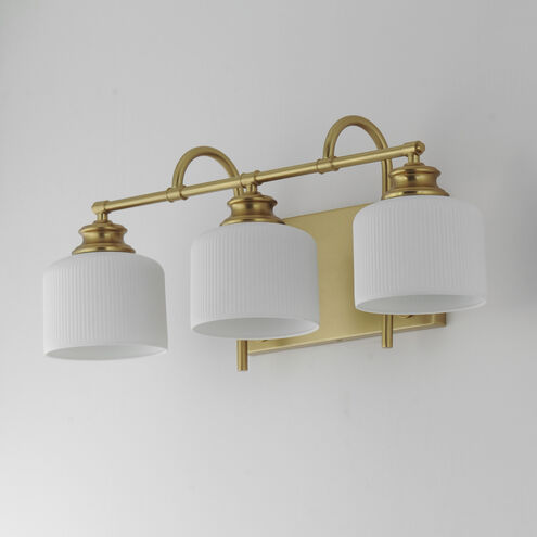 Bisque 3 Light 24 inch Natural Aged Brass Bath Vanity Wall Light