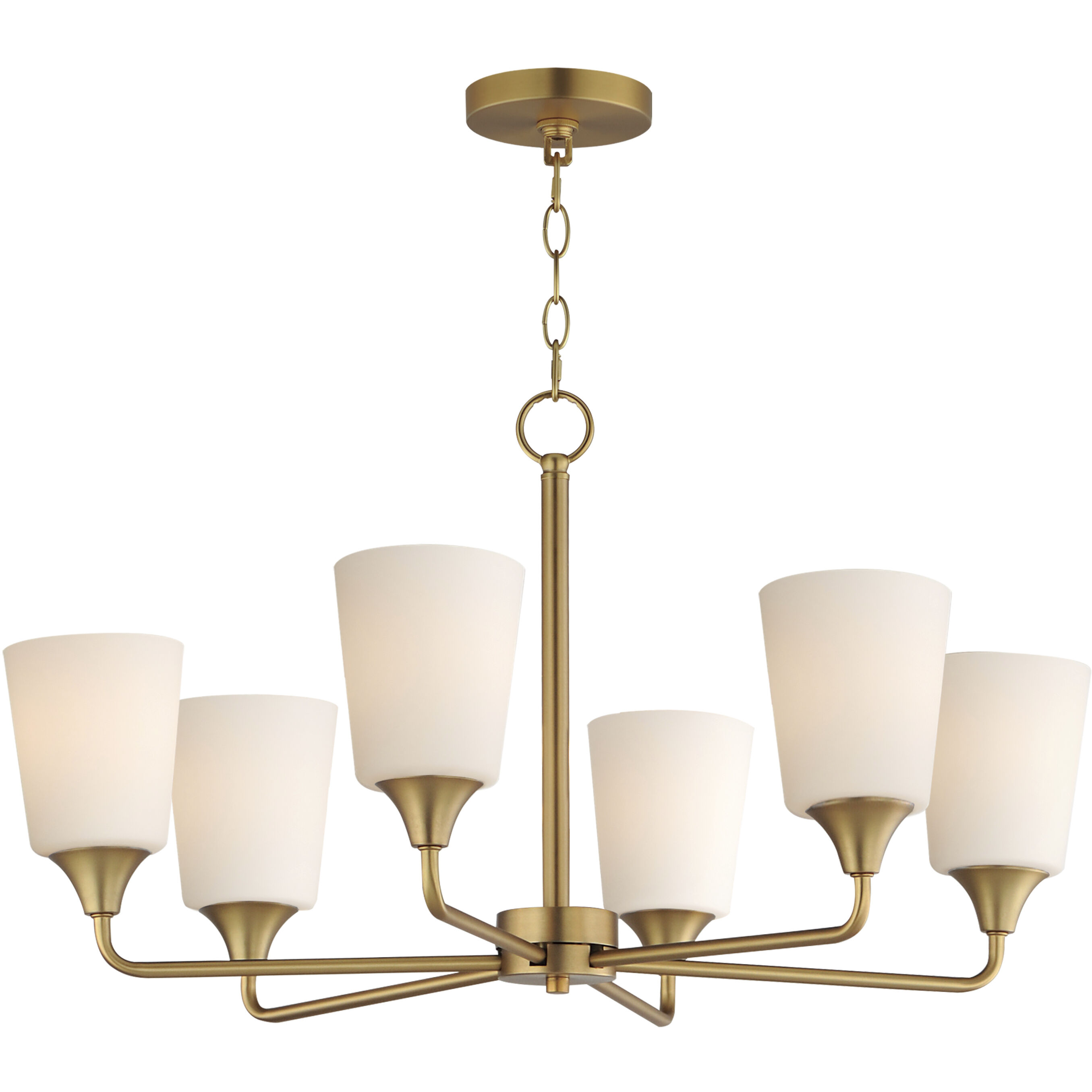 Hudson 6 Light 30 inch Natural Aged Brass Single-Tier Chandelier Ceiling Light in Satin White