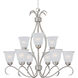 Basix 9 Light 32 inch Satin Nickel Multi-Tier Chandelier Ceiling Light in Frosted