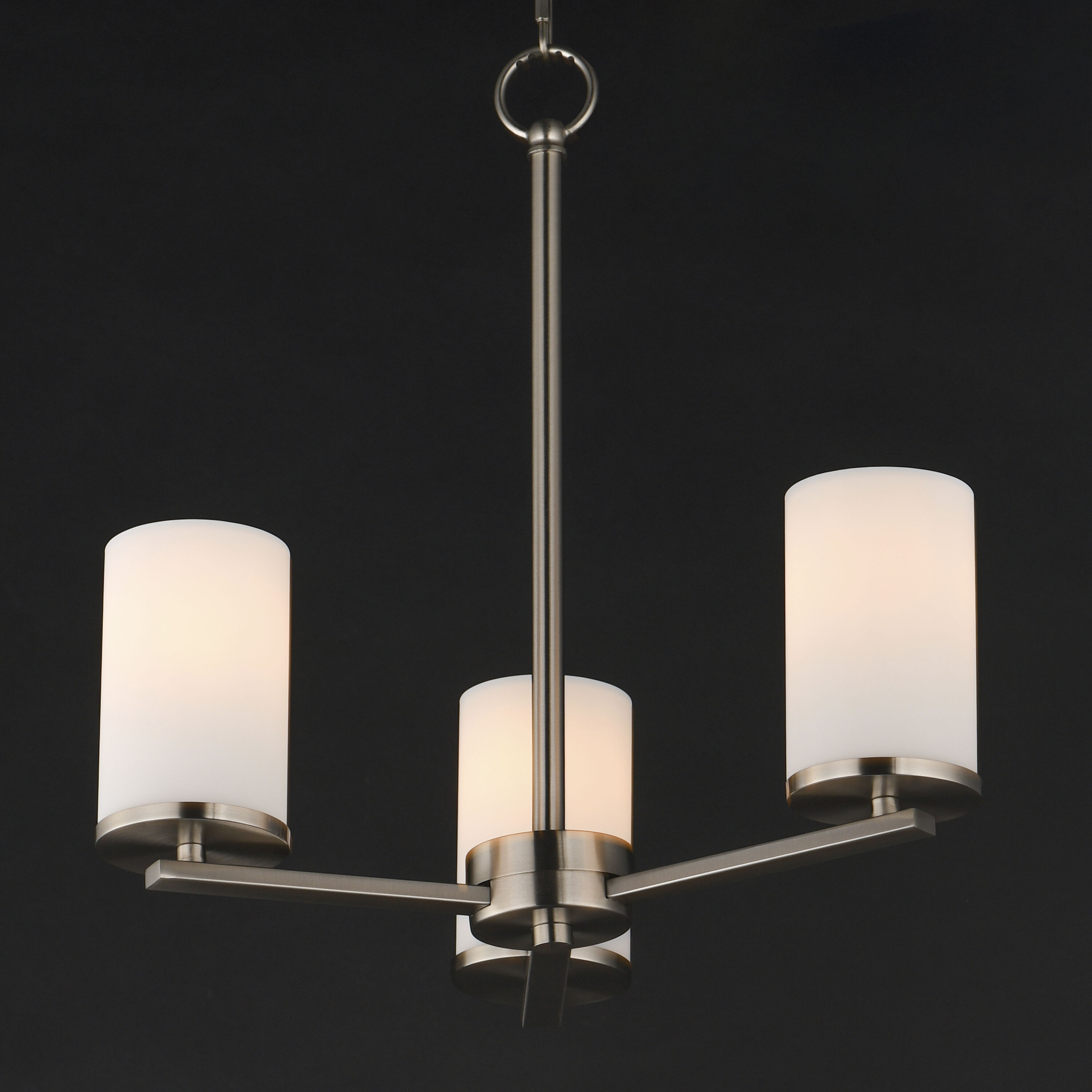 Lateral 3 Light 18 inch Satin Nickel Chandelier Ceiling Light in Satin White