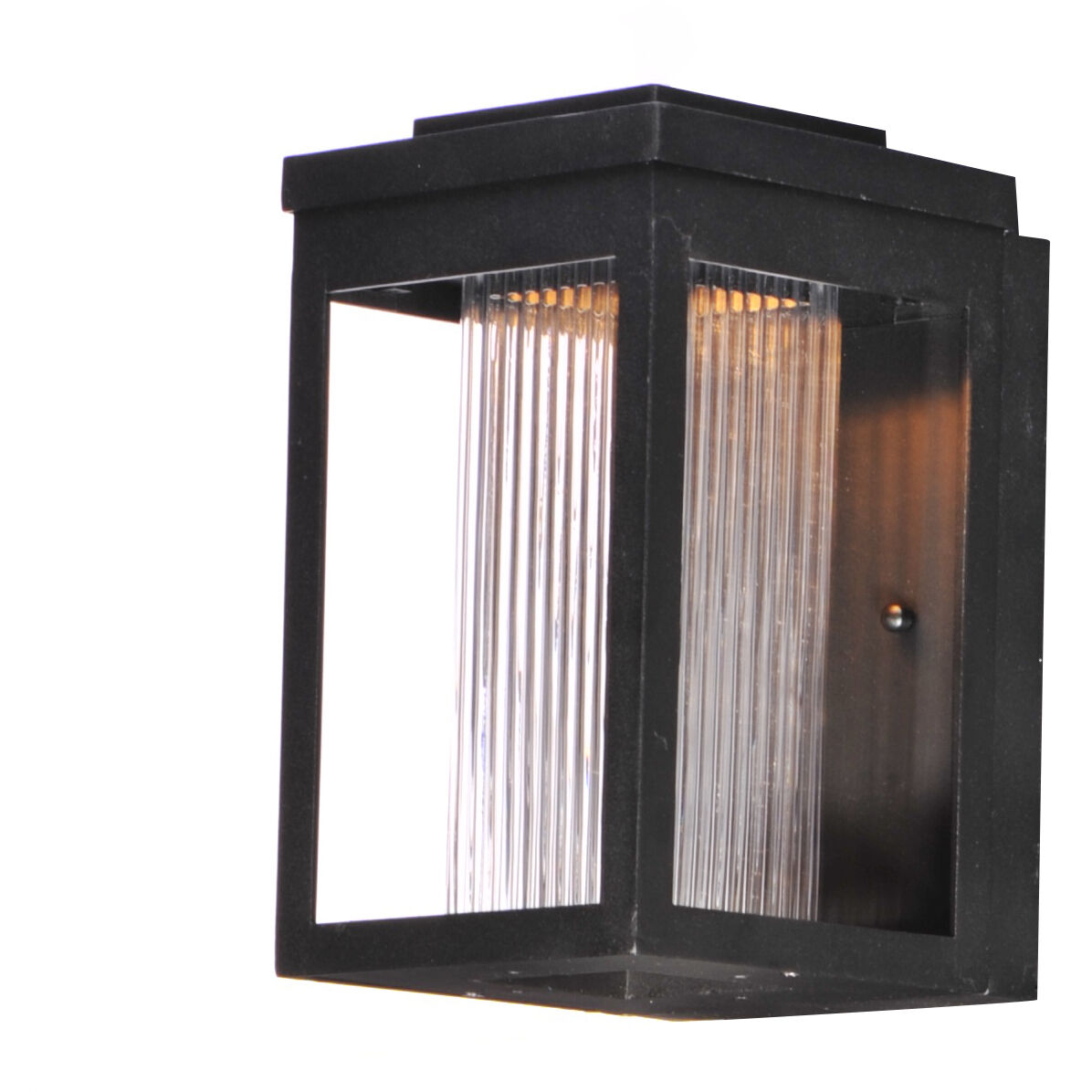Salon LED LED 10 inch Black Outdoor Wall Sconce in Clear Ribbed