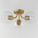 Knox 3 Light 18 inch Natural Aged Brass Semi-Flush Mount Ceiling Light