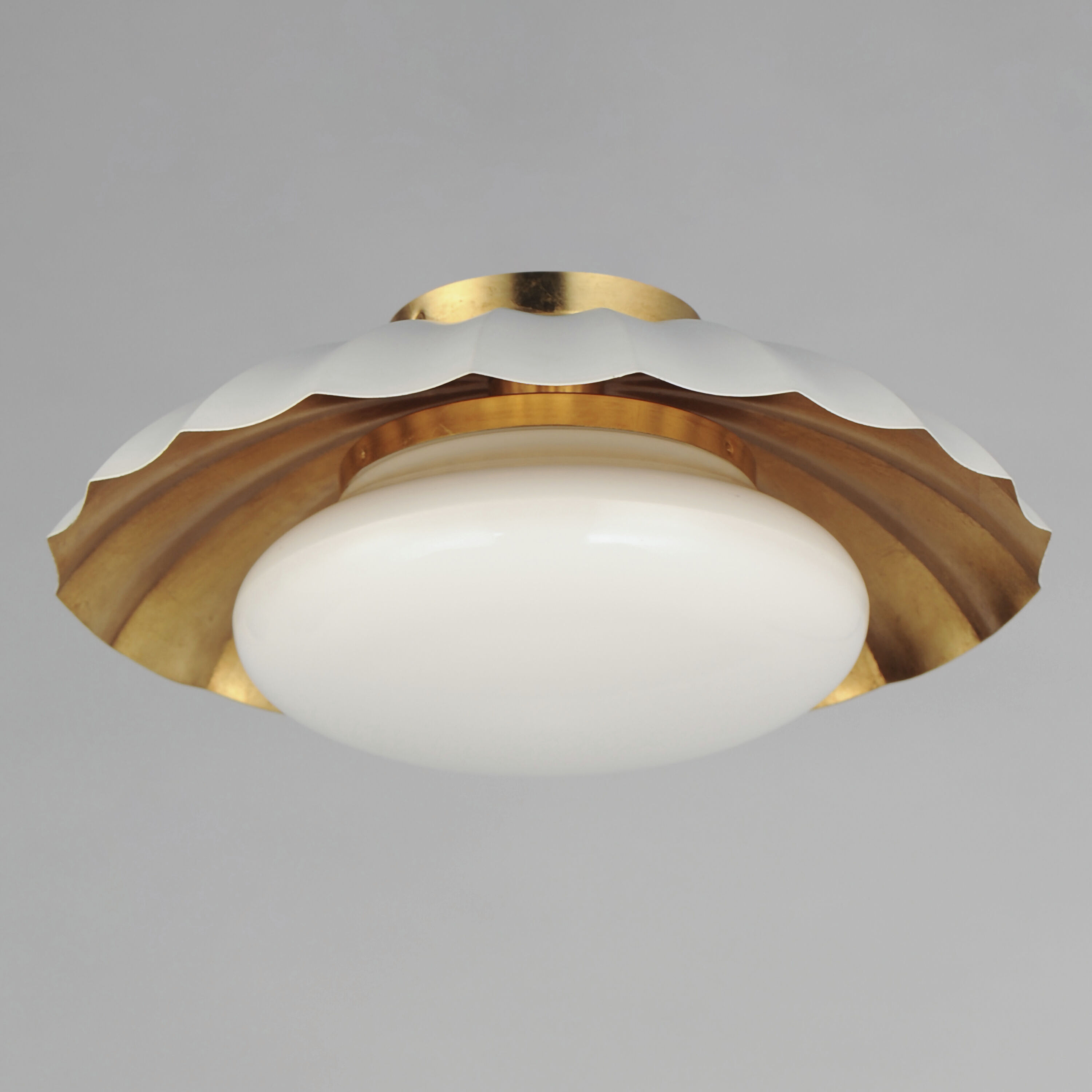 Primrose 1 Light 16 inch Matte White and Gold Leaf Flush Mount Ceiling Light