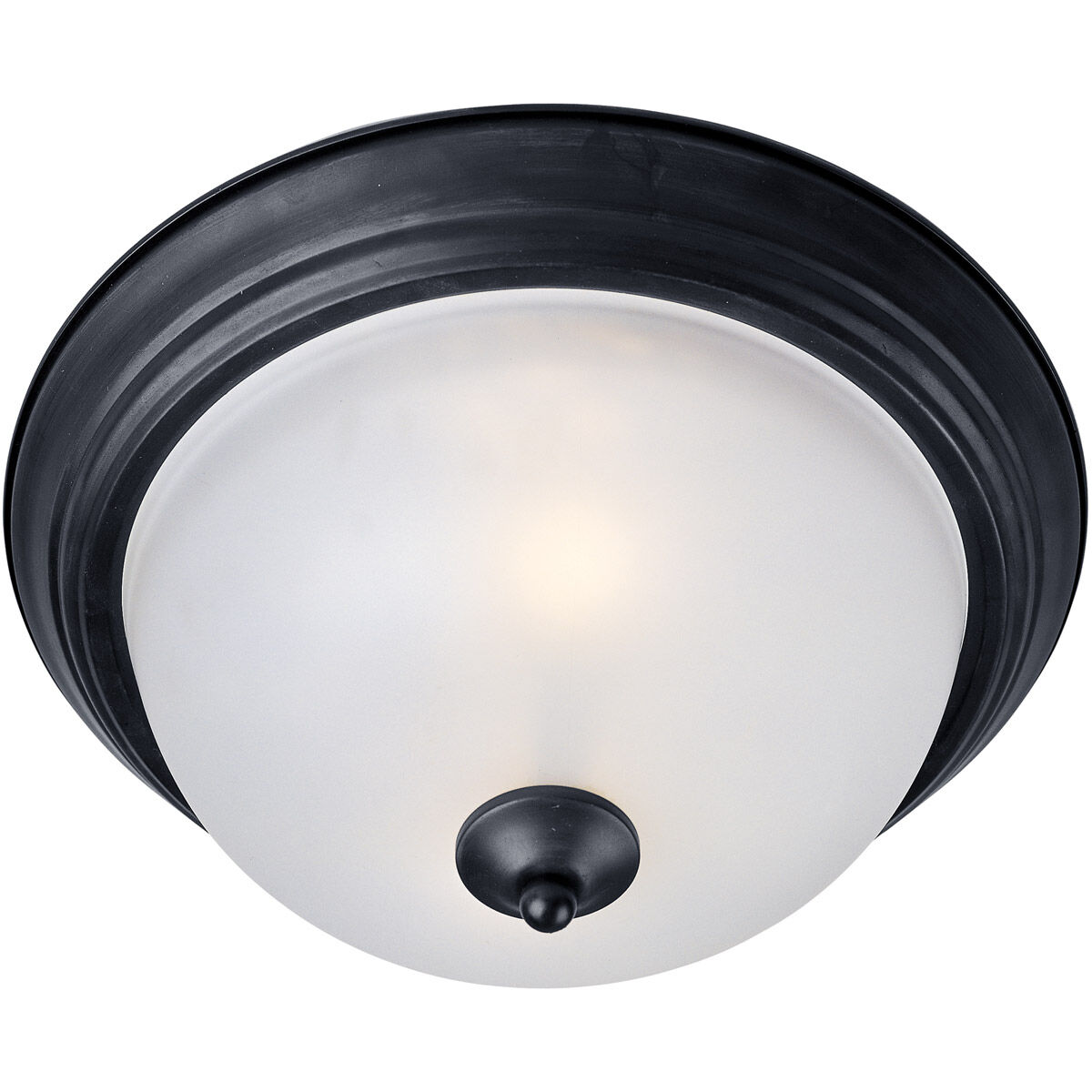 Essentials 584x 1 Light 12 inch Black Flush Mount Ceiling Light in Frosted