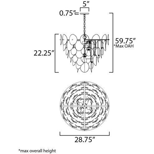 Isla 8 Light 28.75 inch Natural Aged Brass Chandelier Ceiling Light