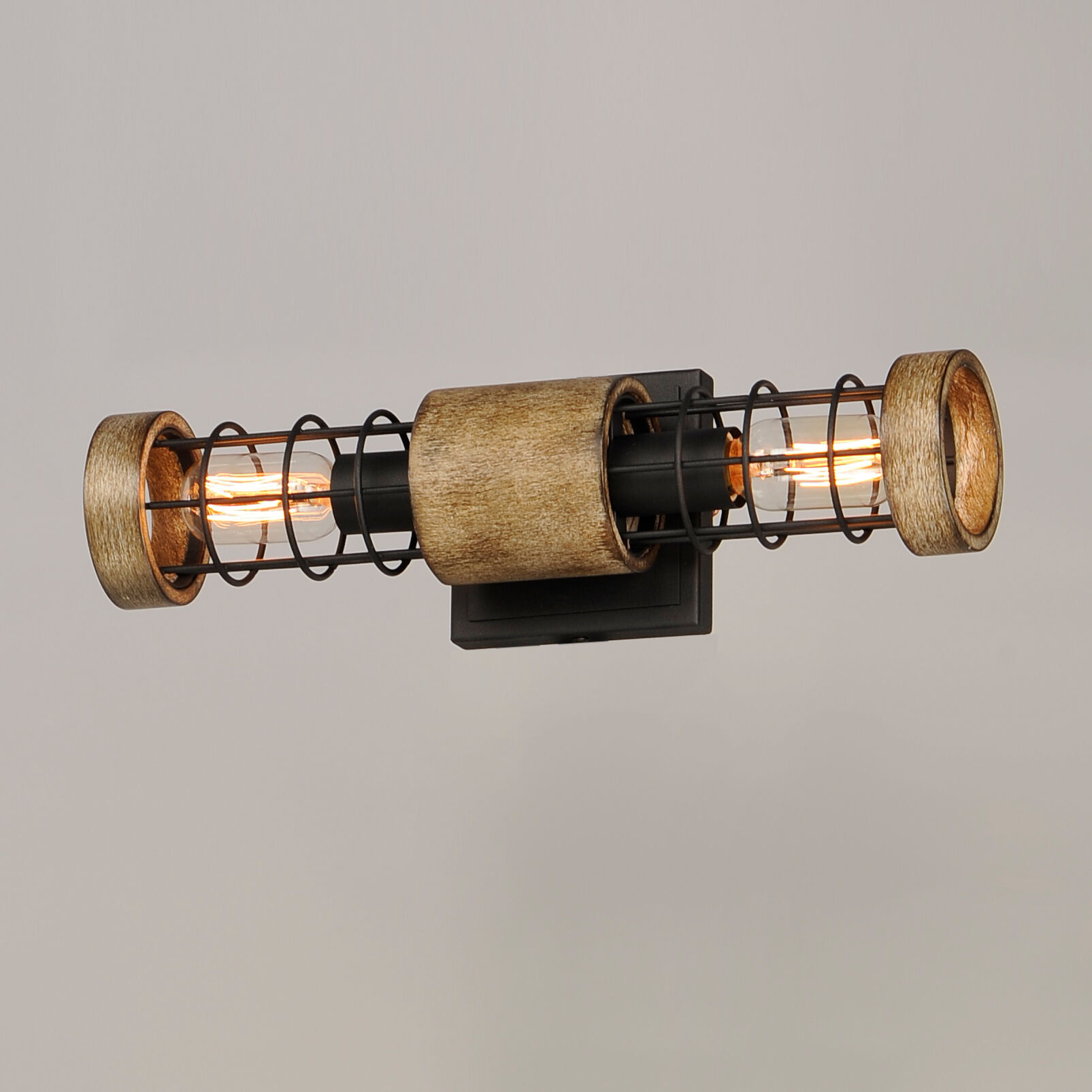 Homestead 2 Light Driftwood/Black Wall Sconce Wall Light