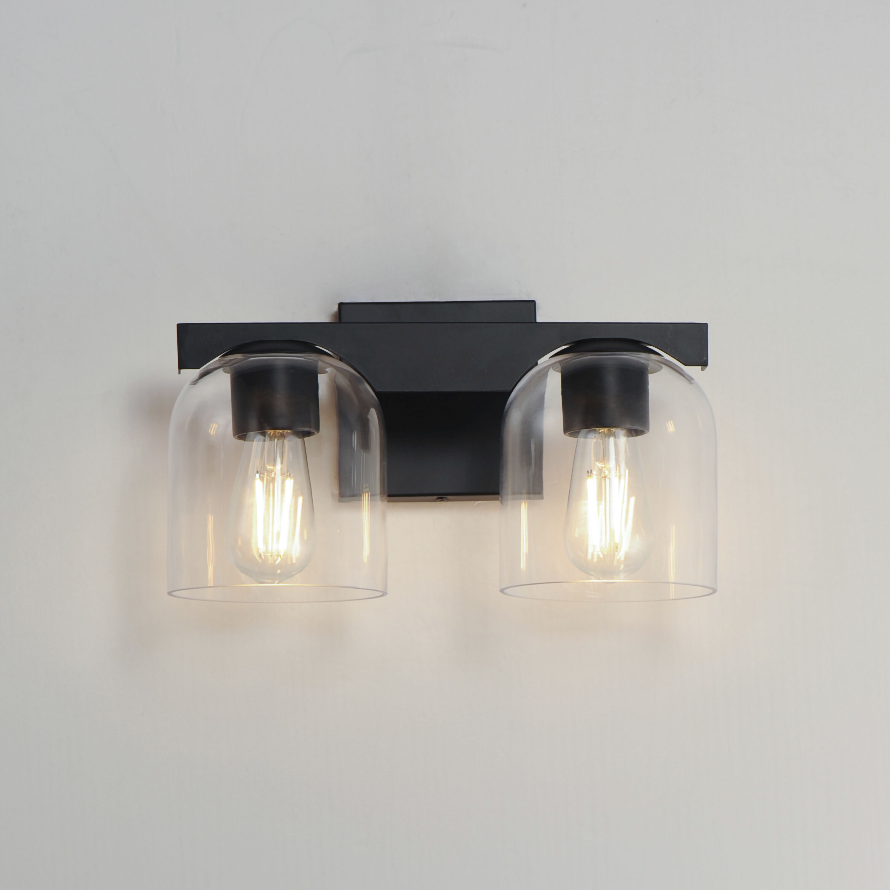 Scoop 2 Light 13.5 inch Black Bath Vanity Wall Light in Clear