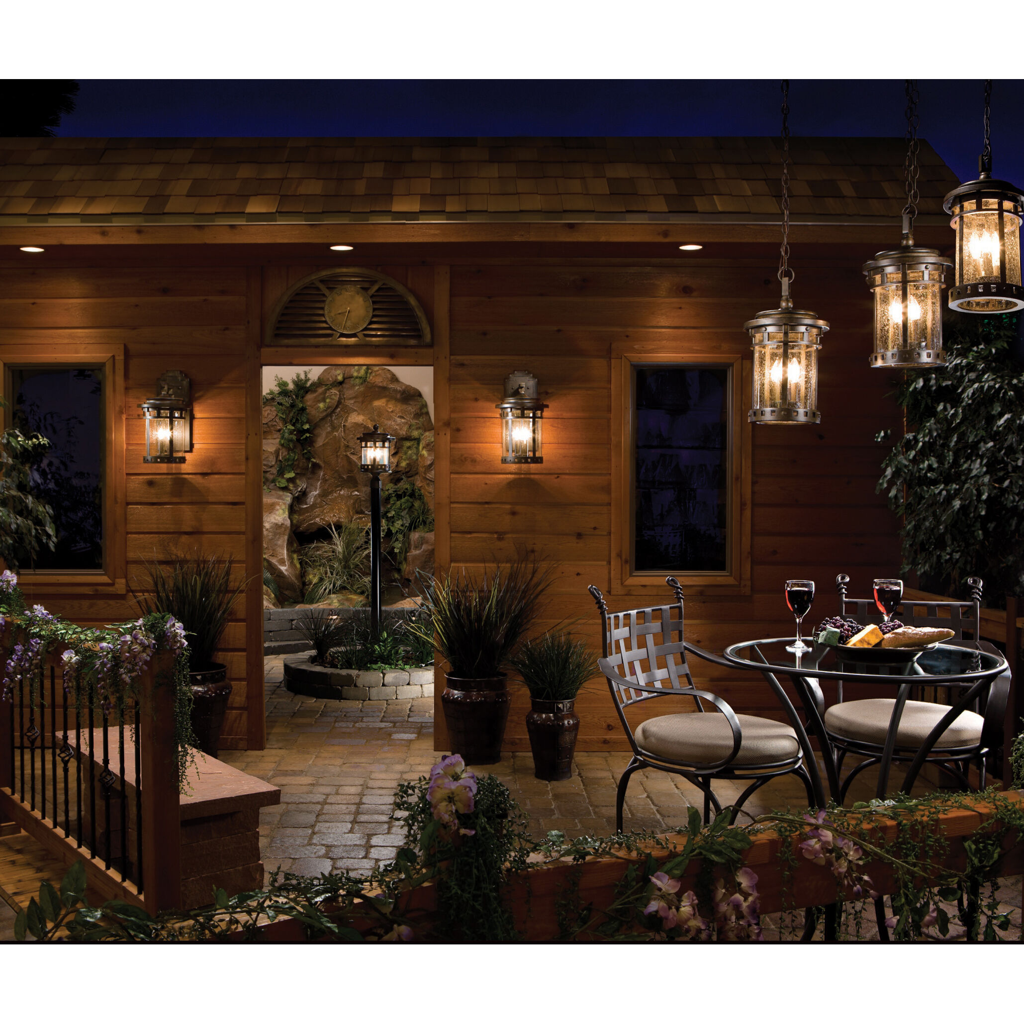 Santa Barbara VX 3 Light 11 inch Sienna Outdoor Hanging Lantern