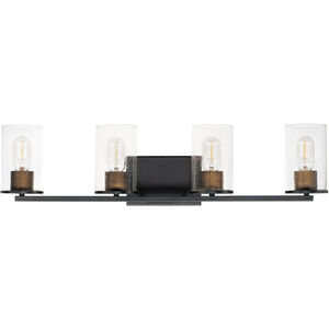 Sleek 4 Light 31 inch Antique Brass/Black Bath Vanity Wall Light