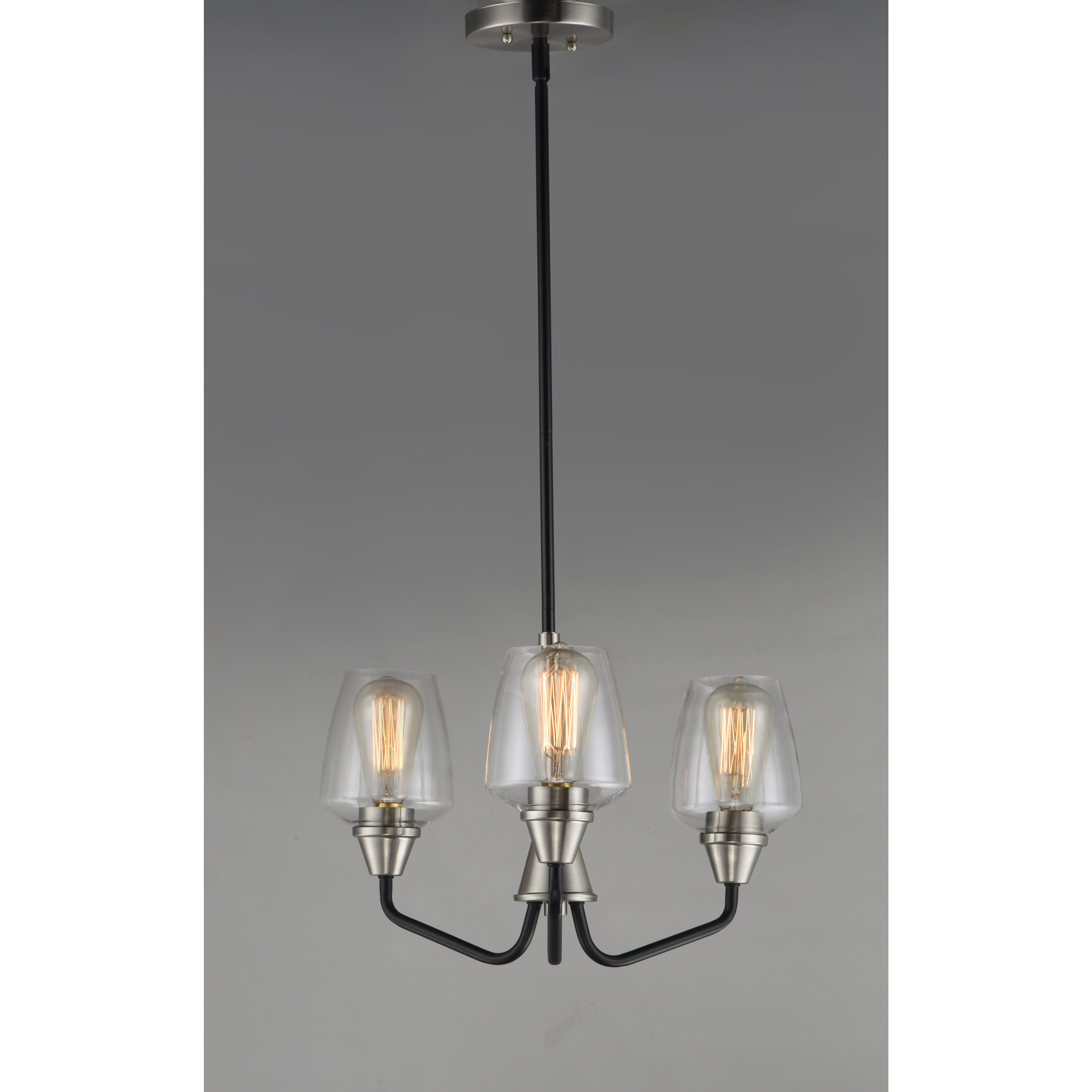 Goblet 3 Light 19 inch Black/Satin Nickel Mini Chandelier Ceiling Light in Black and Satin Nickel