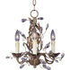 Elegante 3 Light 14 inch Etruscan Gold Mini Chandelier Ceiling Light