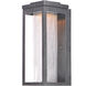 Salon LED LED 15 inch Black Outdoor Wall Sconce in Clear Ribbed