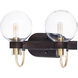Bauhaus 2 Light 16 inch Bronze and Satin Brass Bath Vanity Wall Light