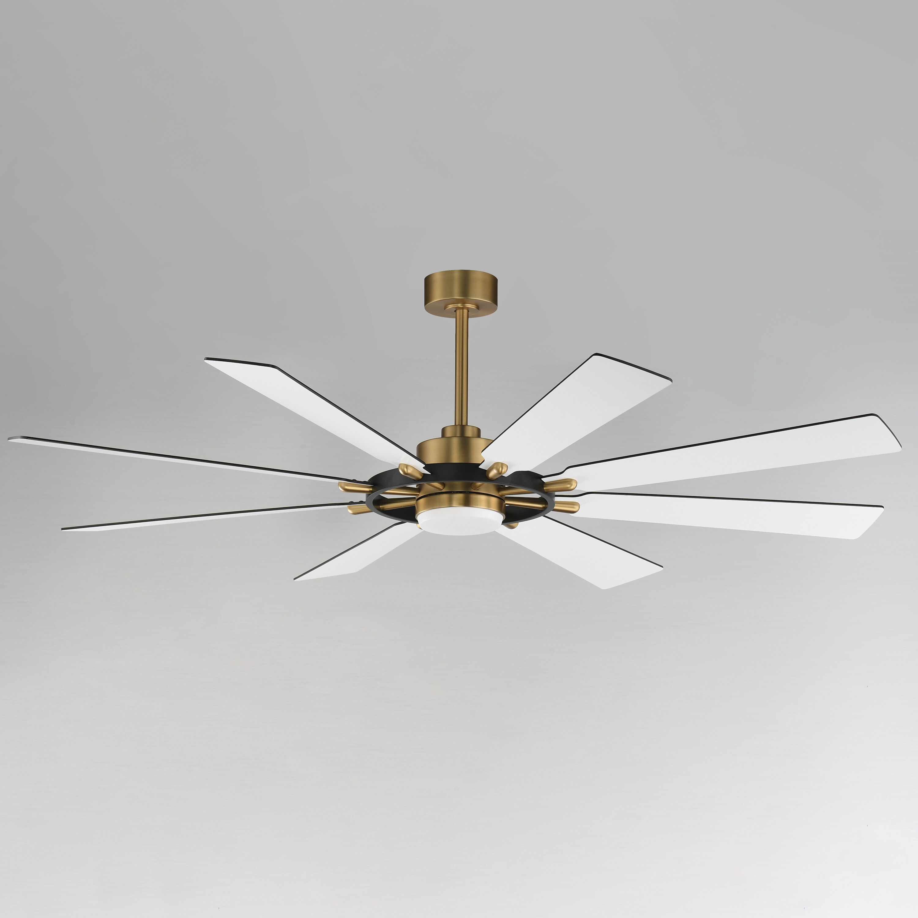 Helm 72 inch Black and Natural Aged Brass Indoor Ceiling Fan