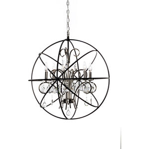Orbit 6 Light 25 inch Anthracite/Polished Nickel Single-Tier Chandelier Ceiling Light in Anthracite and Polished Nickel, CA Incandescent