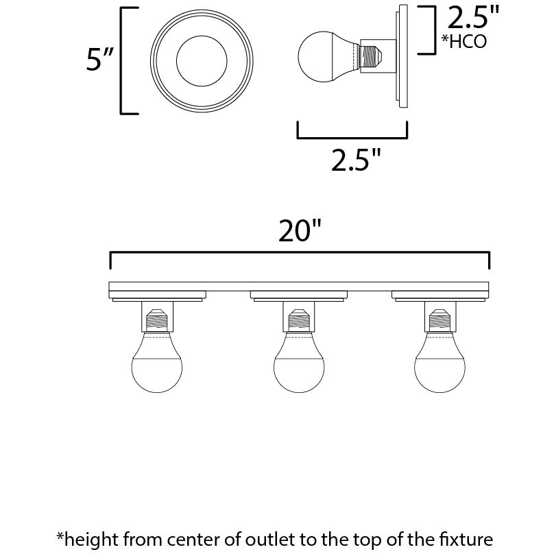 Hollywood 3 Light 20 inch Black and Polished Chrome Bath Vanity Wall Light