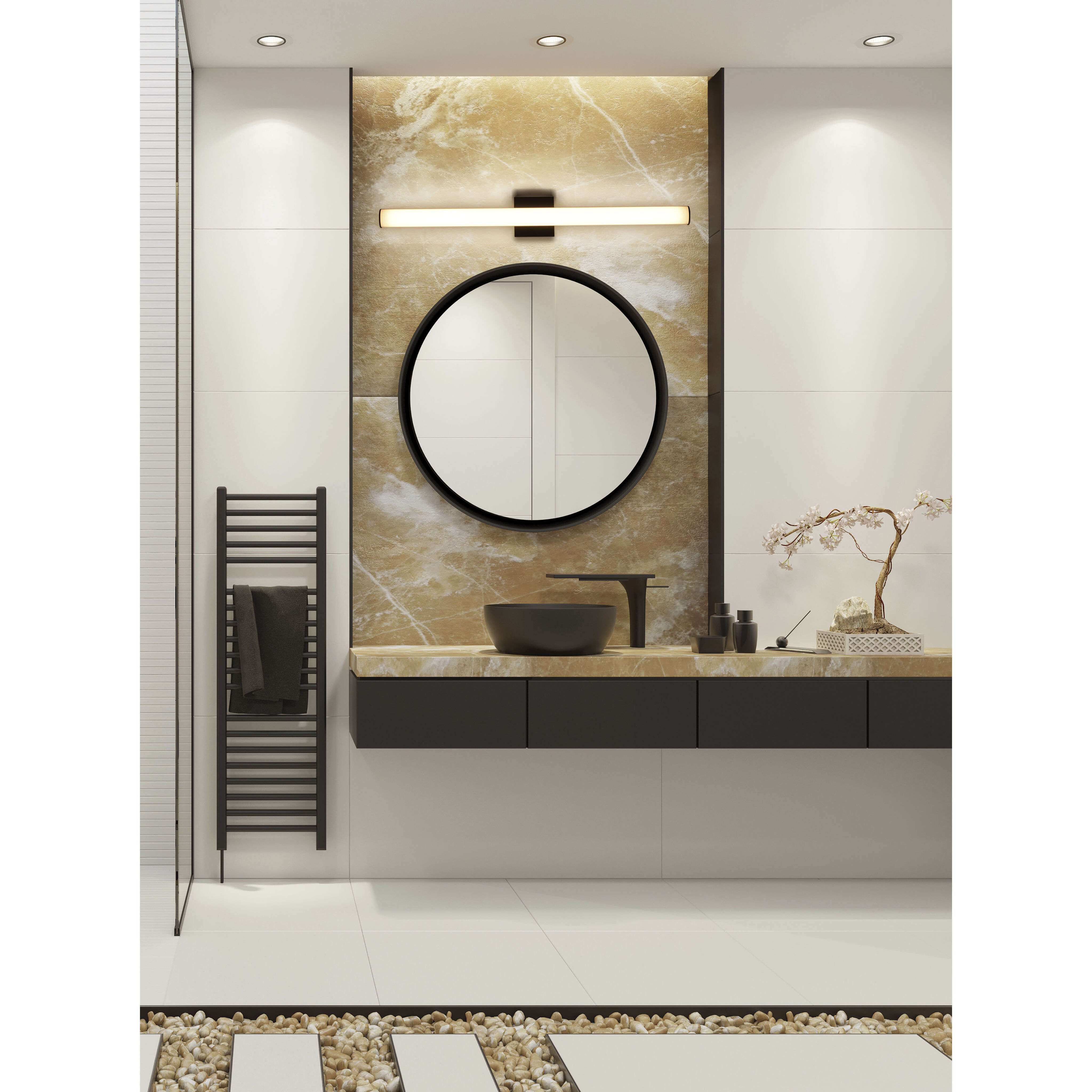 Rail LED 30 inch Black Bath Vanity Wall Light