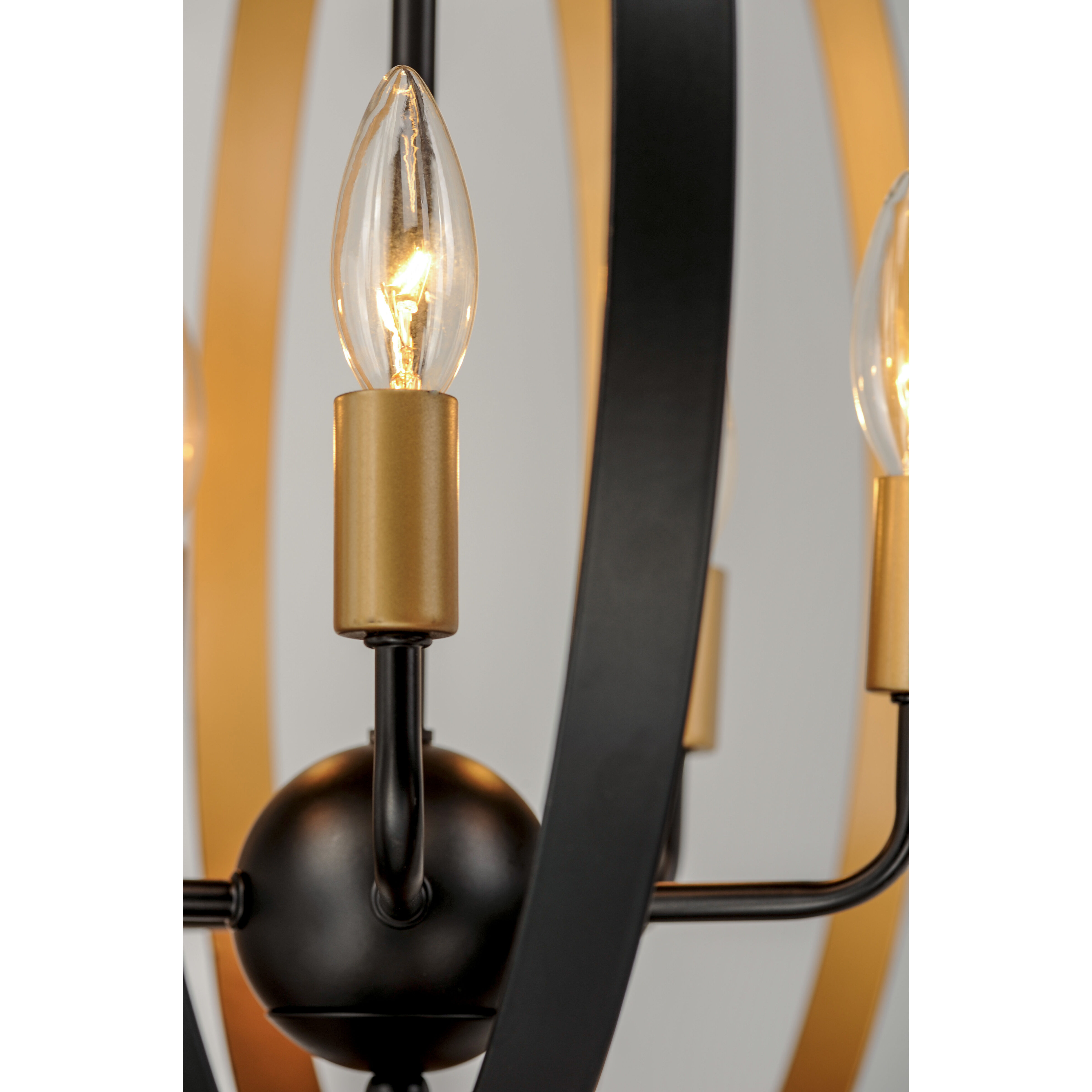 Radial 5 Light 30 inch Black/Gold Pendant System Ceiling Light in Black and Gold