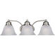Malaga 3 Light 19.5 inch Satin Nickel Bath Vanity Wall Light in Frosted