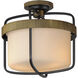 Ruffles 3 Light 13.75 inch Black and Antique Brass Semi-Flush Mount Ceiling Light