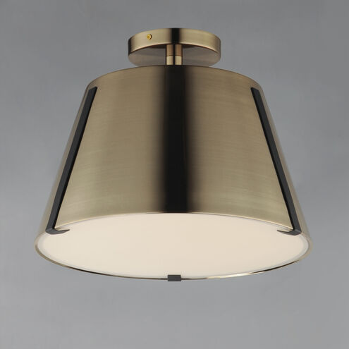 Carlo LED 14 inch Dark Bronze/Leather/Heritage Brass Semi-Flush Mount Ceiling Light
