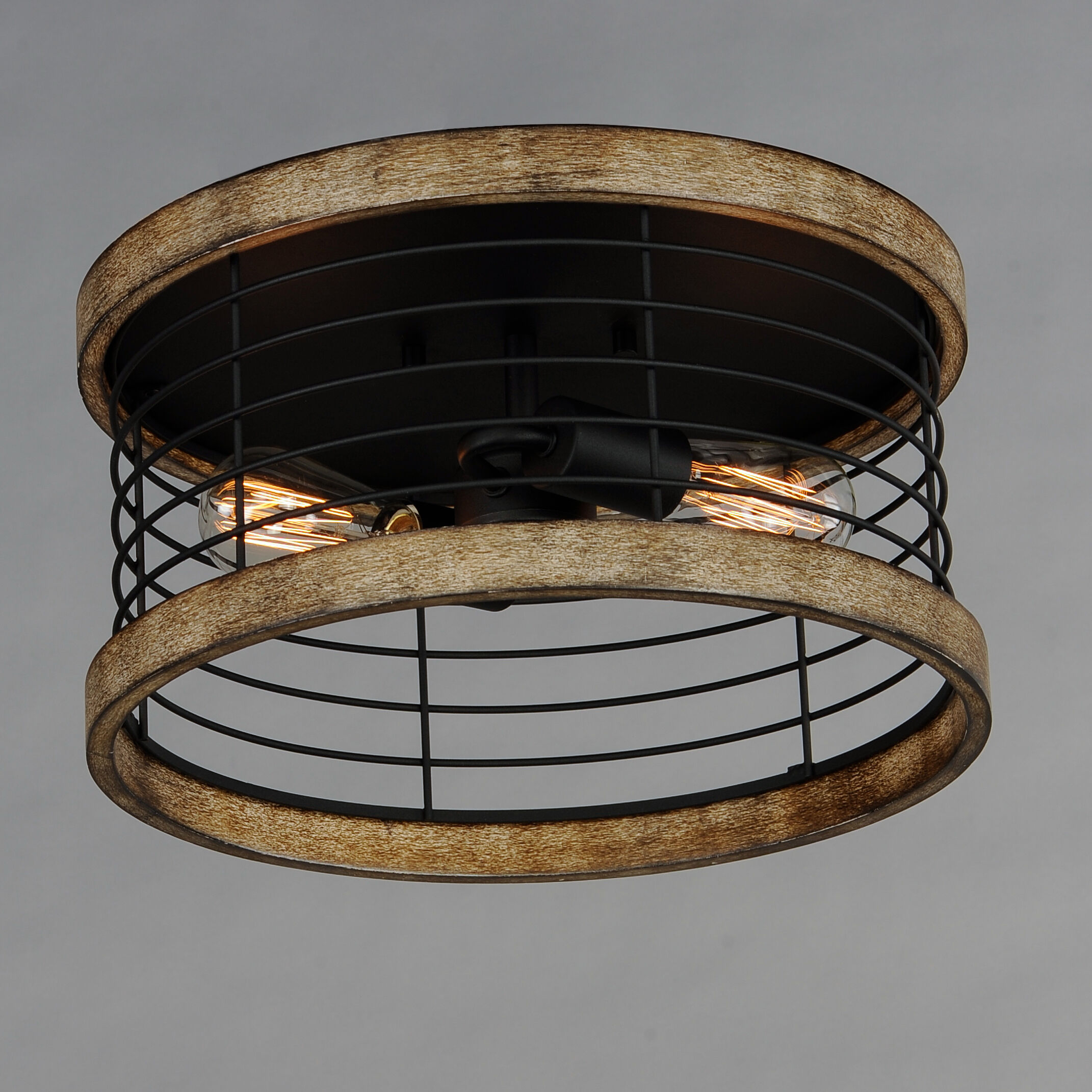 Homestead 2 Light 15 inch Driftwood/Black Semi-Flush Mount Ceiling Light