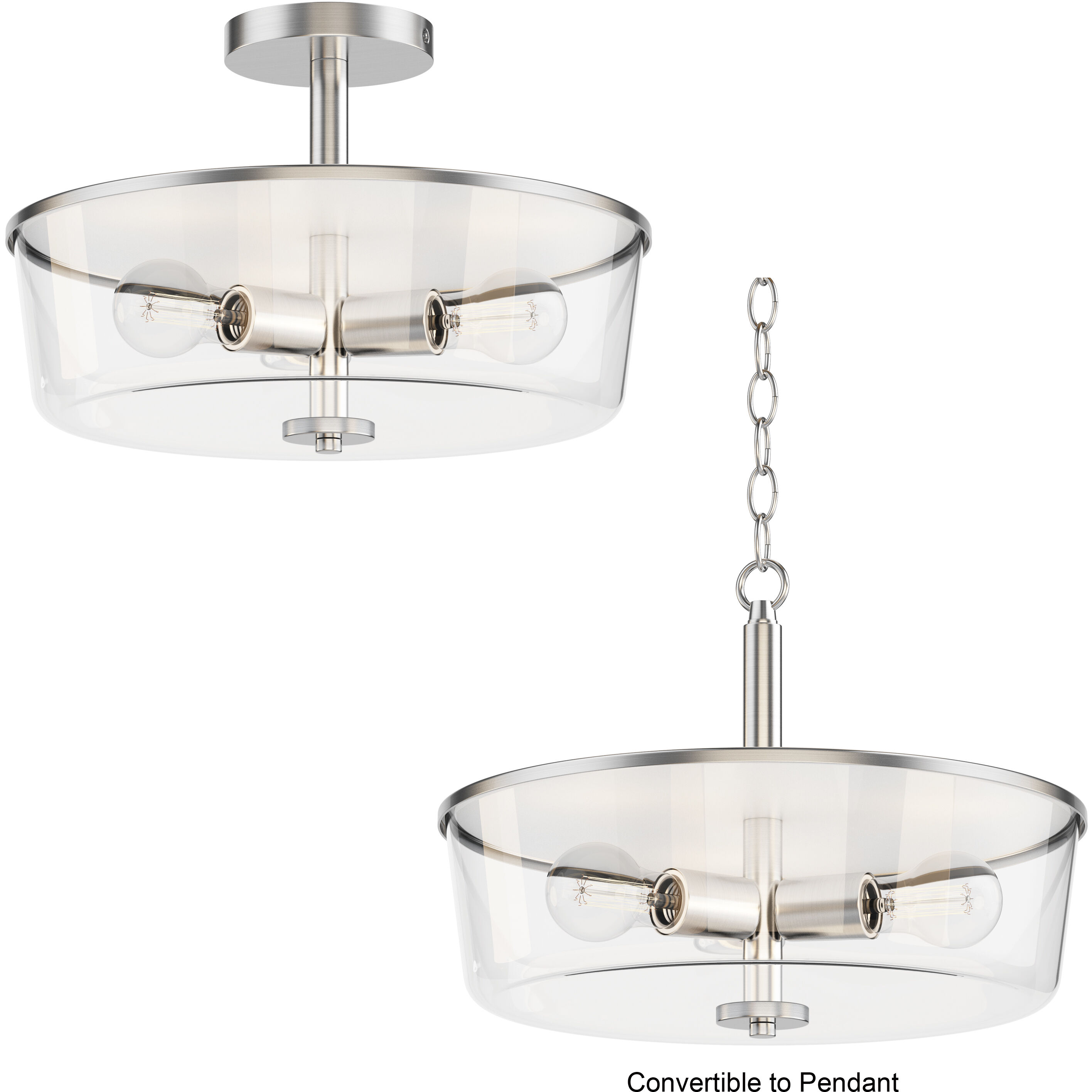 Fuller 3 Light 14.75 inch Satin Nickel Flush Mount Ceiling Light in Clear