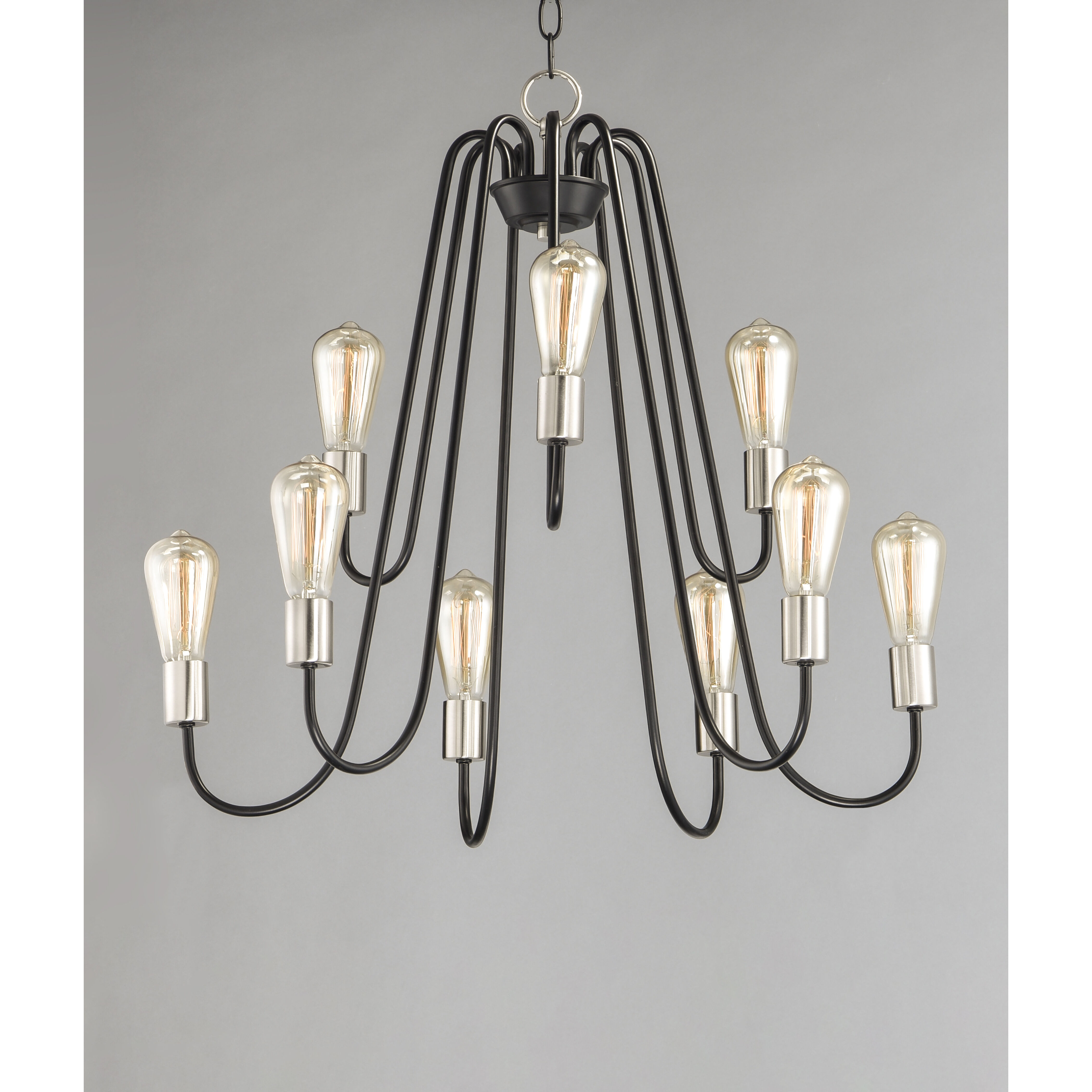 Haven 9 Light 27 inch Black/Satin Nickel Multi-Tier Chandelier Ceiling Light in Black and Satin Nickel