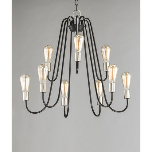Haven 9 Light 27 inch Black/Satin Nickel Multi-Tier Chandelier Ceiling Light in Black and Satin Nickel