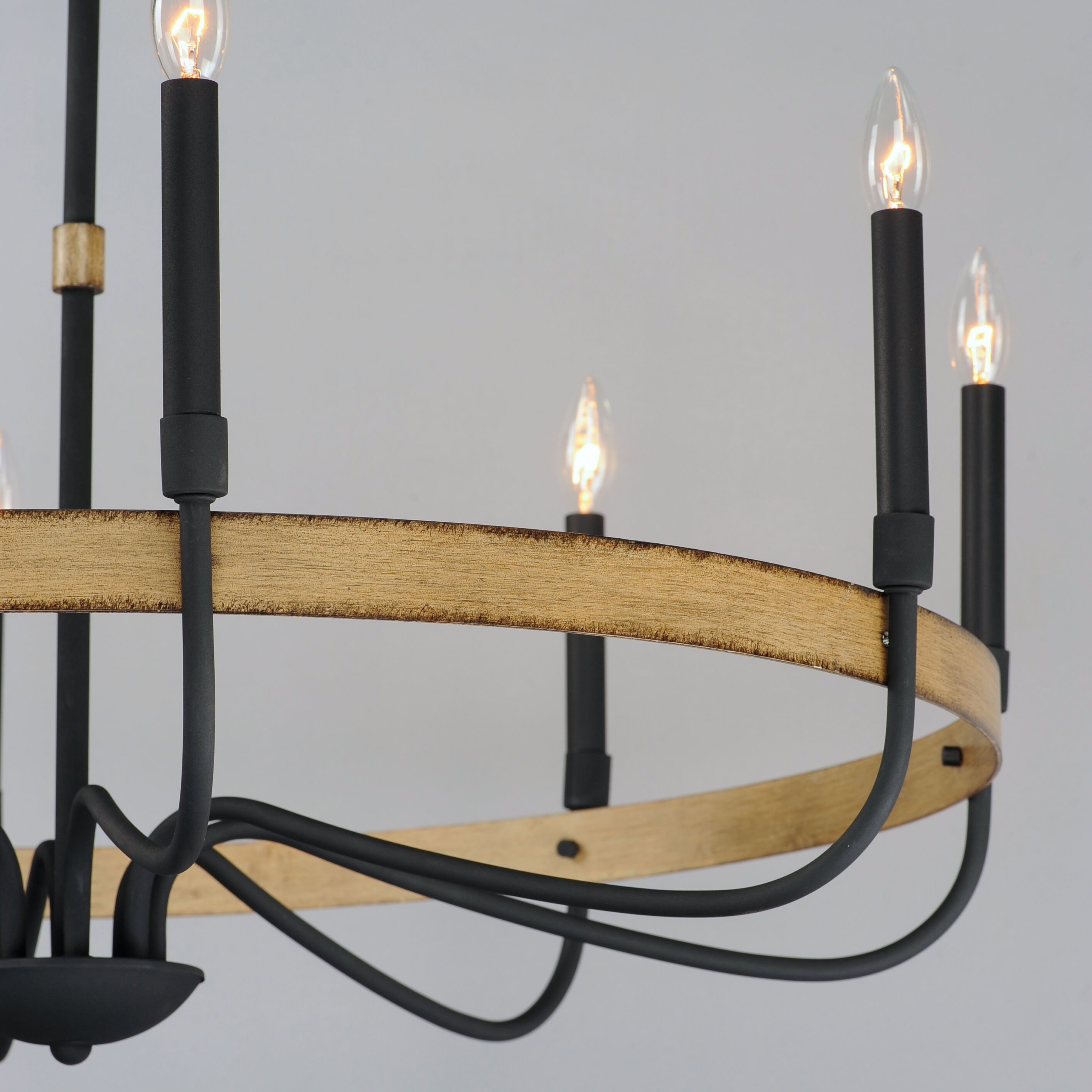 Franklin 8 Light 36 inch Driftwood/Black Chandelier Ceiling Light