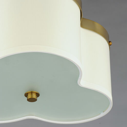 Clover 3 Light 14 inch Satin Brass Flush Mount Ceiling Light
