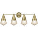 Hargreaves 4 Light 33.25 inch Natural Aged Brass Bath Vanity Wall Light