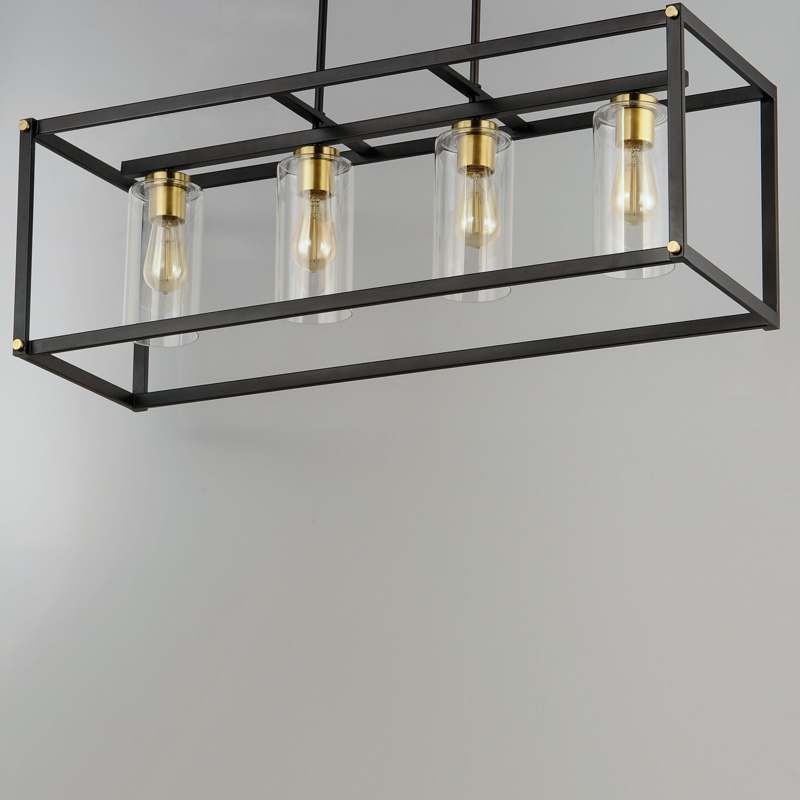 Capitol 4 Light 36 inch Black/Antique Brass Linear Pendant Ceiling Light