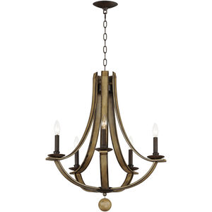 Basque 5 Light 26 inch Driftwood and Anthracite Chandelier Ceiling Light