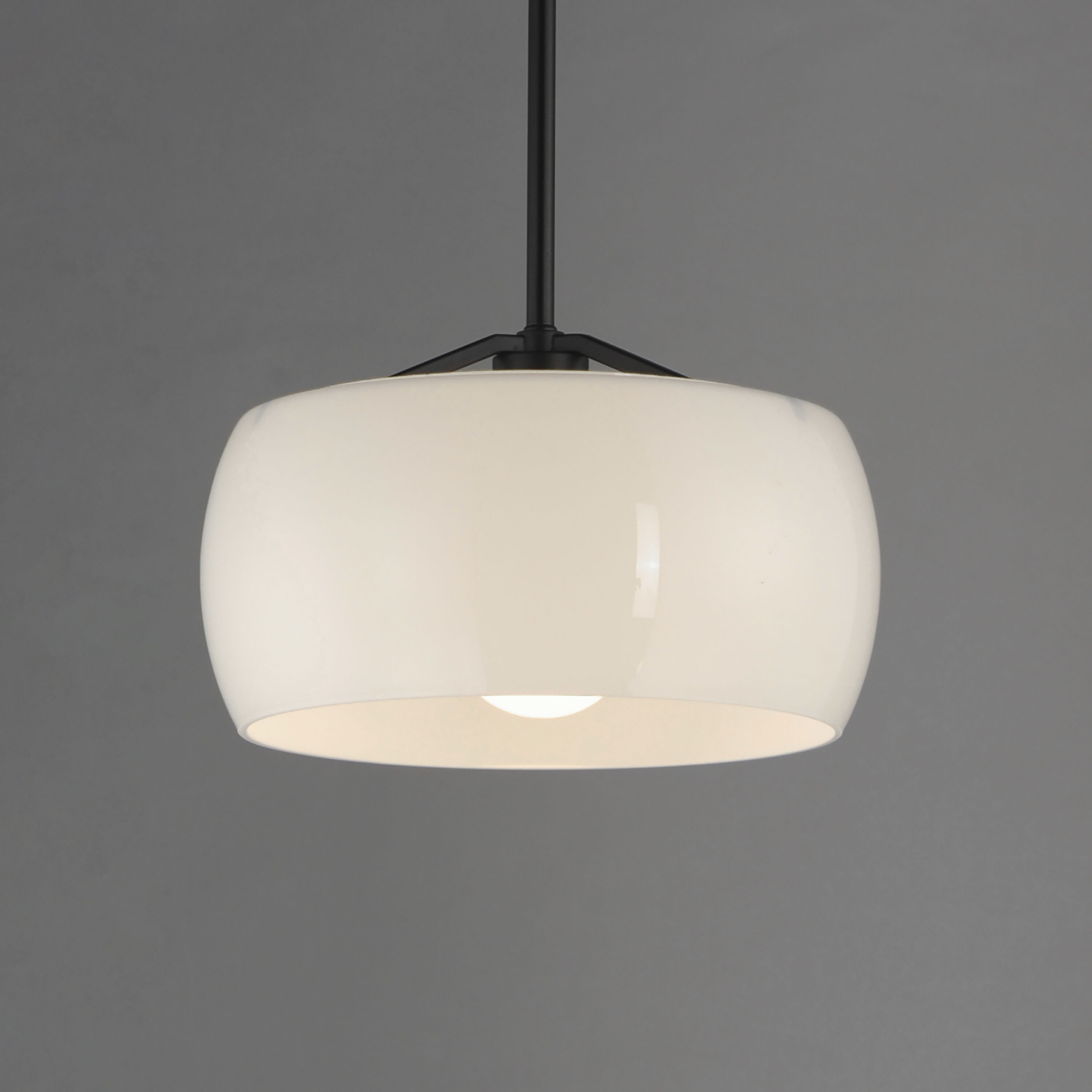 Glazed 1 Light 11 inch White and Black Single Pendant Ceiling Light