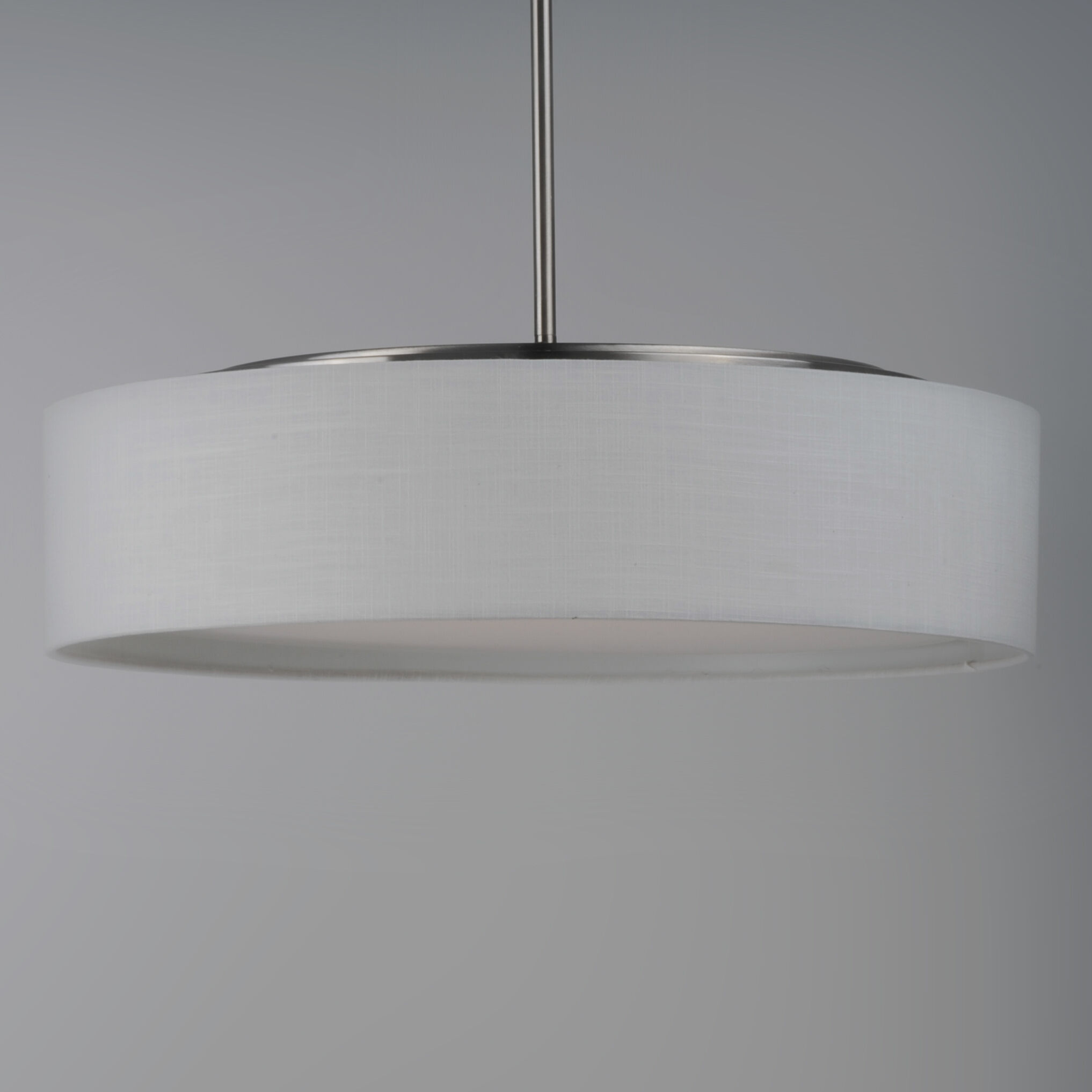 Prime LED 16 inch Satin Nickel Single Pendant Ceiling Light in White Linen