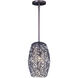 Arabesque LED 6.5 inch Oil Rubbed Bronze Mini Pendant Ceiling Light in Cognac