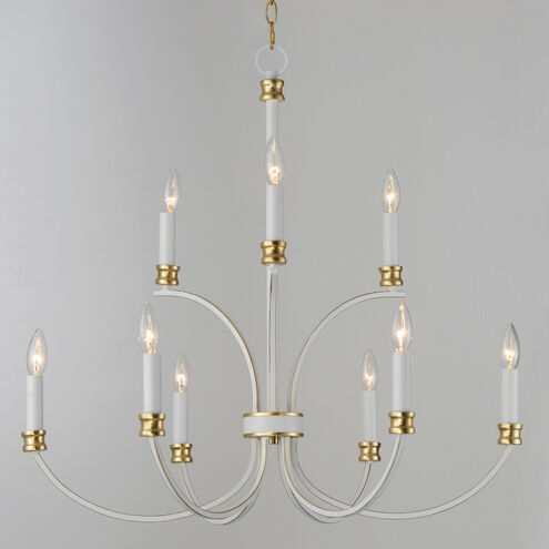 Charlton 9 Light 30 inch Weathered White and Gold Leaf Chandelier Ceiling Light