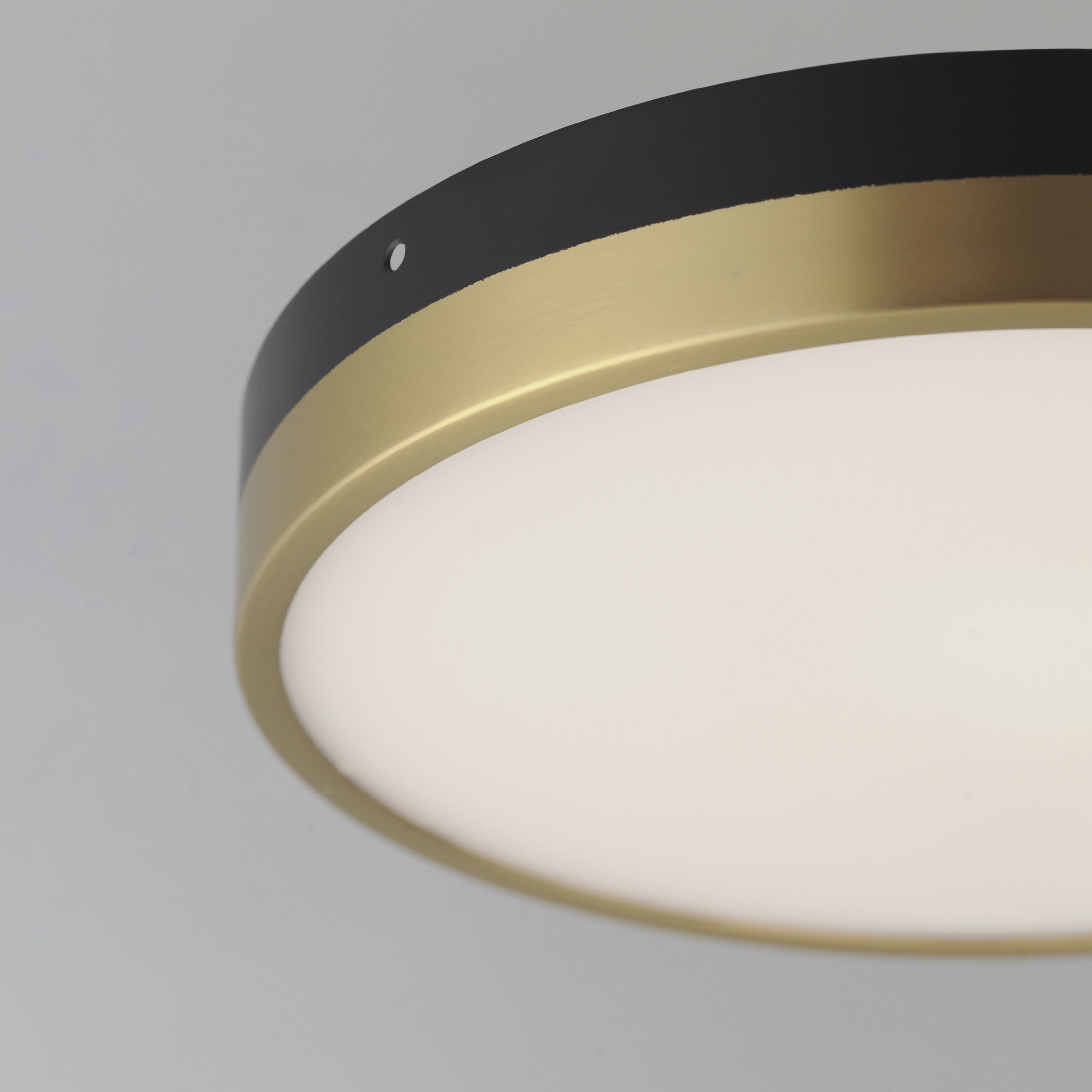 Dapper LED 12 inch Black and Antique Brass Flush Mount Ceiling Light