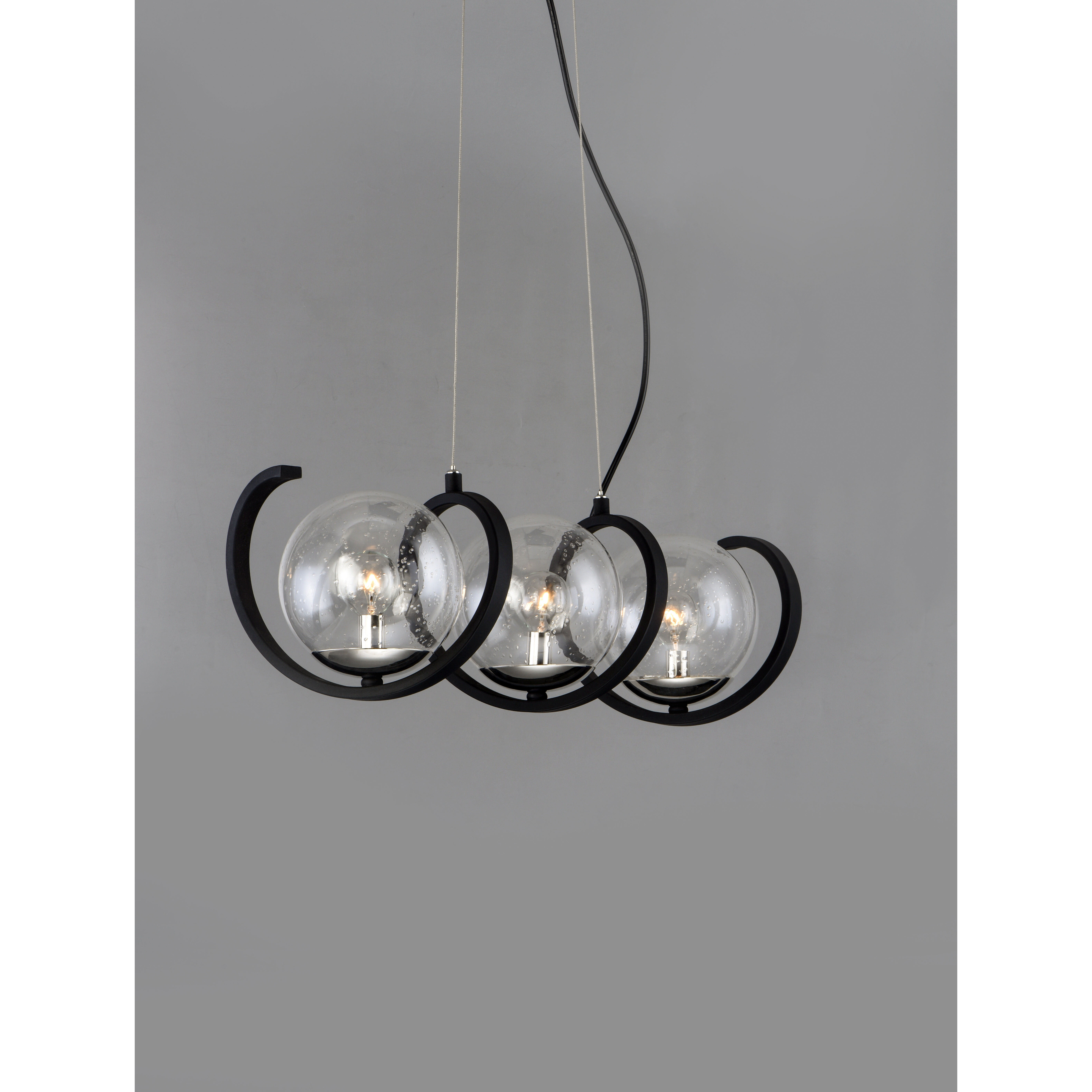 Curlicue 3 Light 7 inch Black/Polished Nickel Multi-Light Pendant Ceiling Light