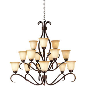 Basix 15 Light 42 inch Oil Rubbed Bronze Multi-Tier Chandelier Ceiling Light in Frosted