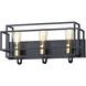 Liner 3 Light 21.25 inch Black and Satin Brass Bath Vanity Wall Light