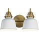 Hollis 2 Light 15.25 inch Natural Aged Brass Wall Sconce Wall Light