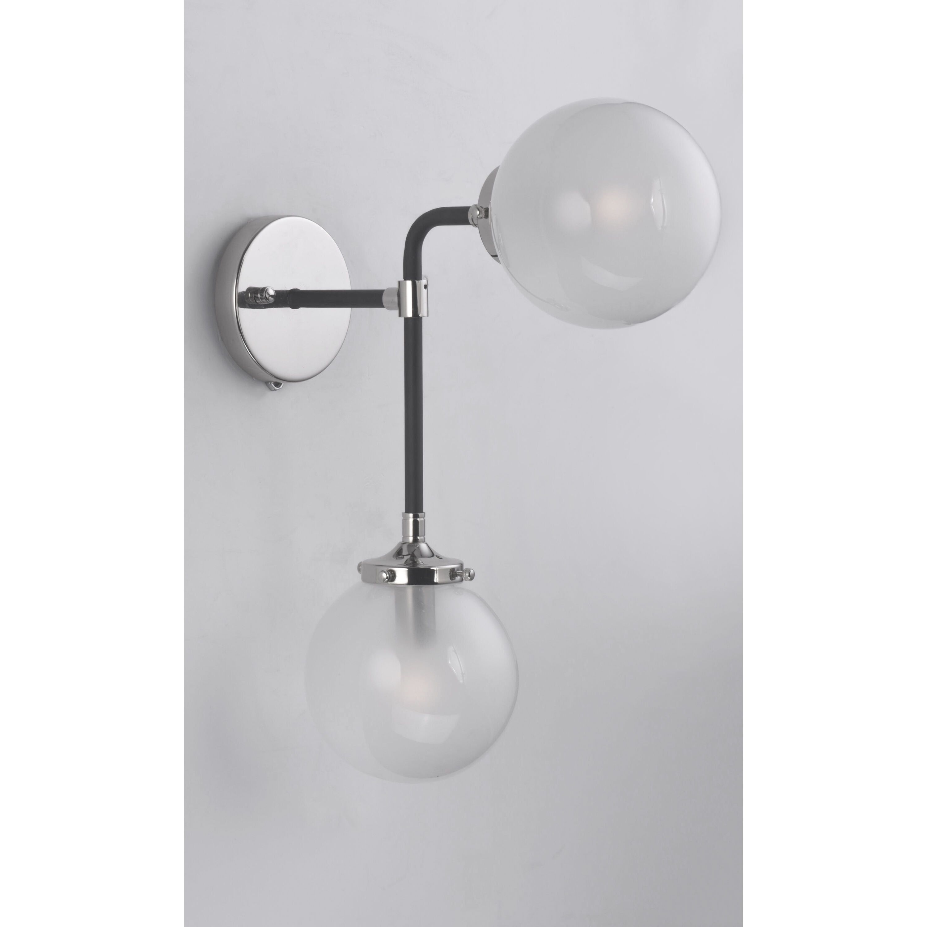 Atom 2 Light 6 inch Black/Polished Nickel Wall Sconce Wall Light