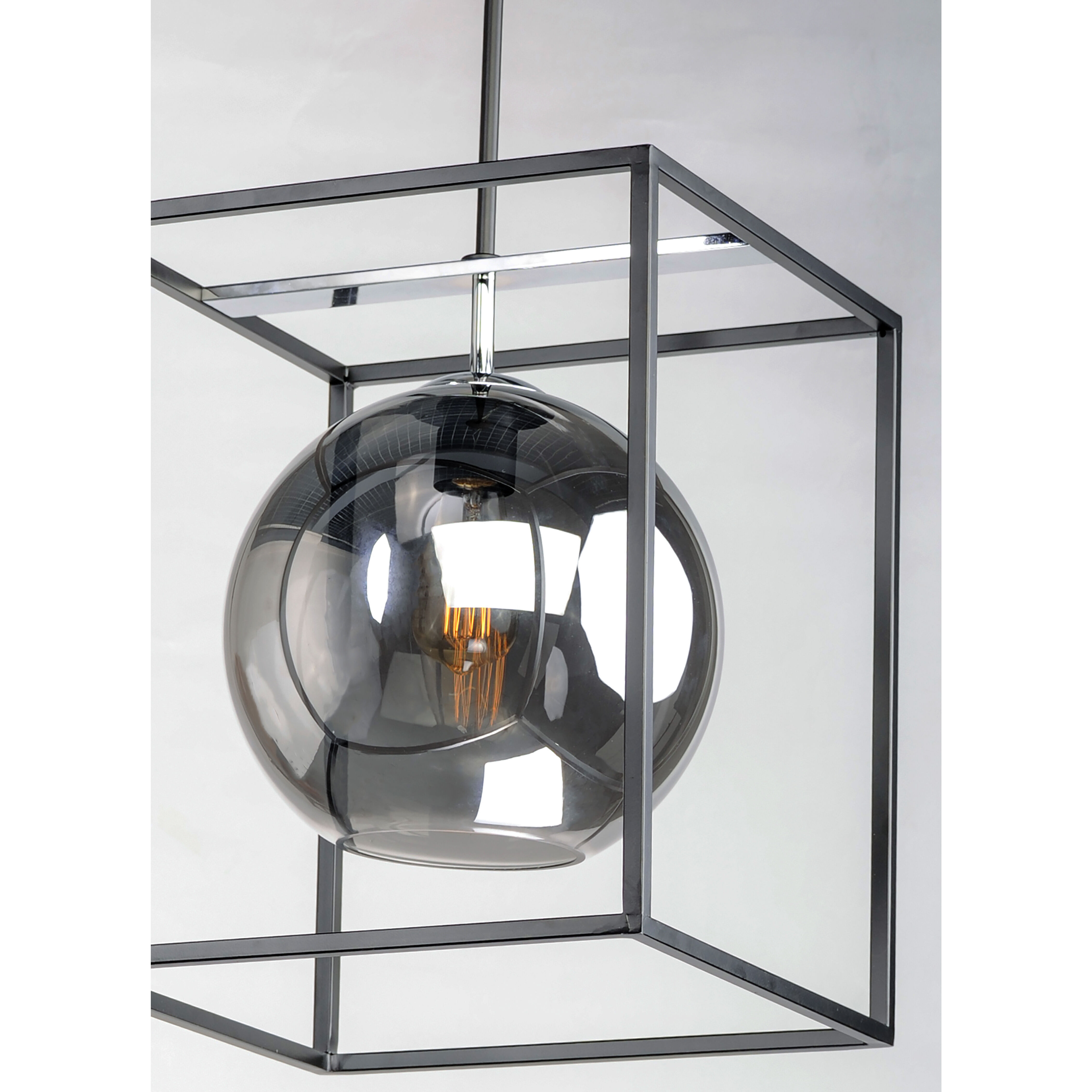 Fluid LED 15 inch Black/Polished Chrome Single Pendant Ceiling Light in Mirror Smoke, Black and Polished Chrome