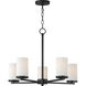 Lateral 5 Light 24 inch Black Chandelier Ceiling Light in Satin White