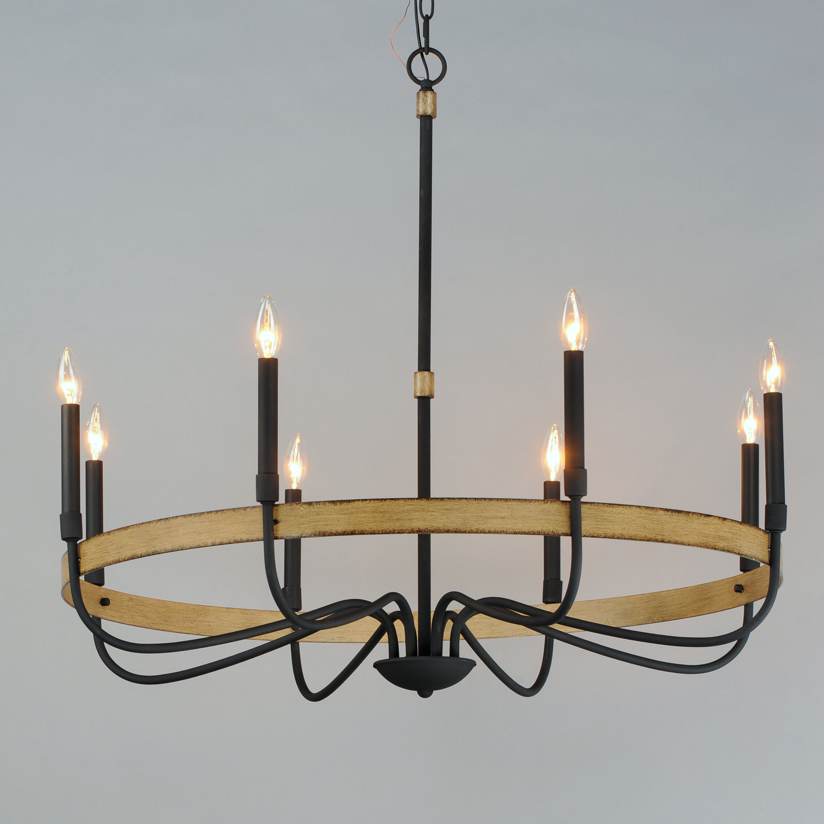 Franklin 8 Light 36 inch Driftwood/Black Chandelier Ceiling Light