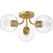 Knox 3 Light 18 inch Natural Aged Brass Semi-Flush Mount Ceiling Light