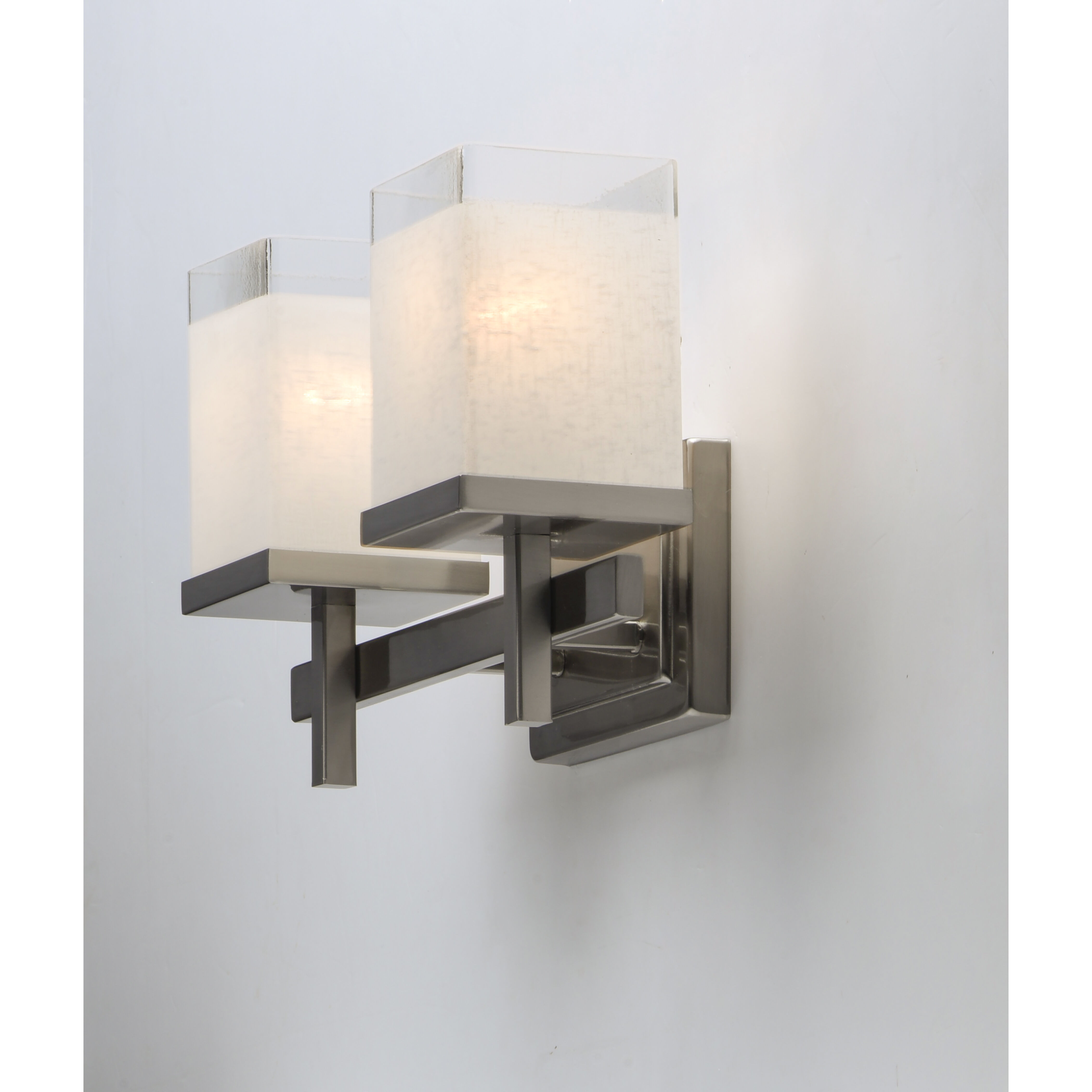 Tetra 2 Light 14 inch Satin Nickel Bath Vanity Wall Light in White Linen