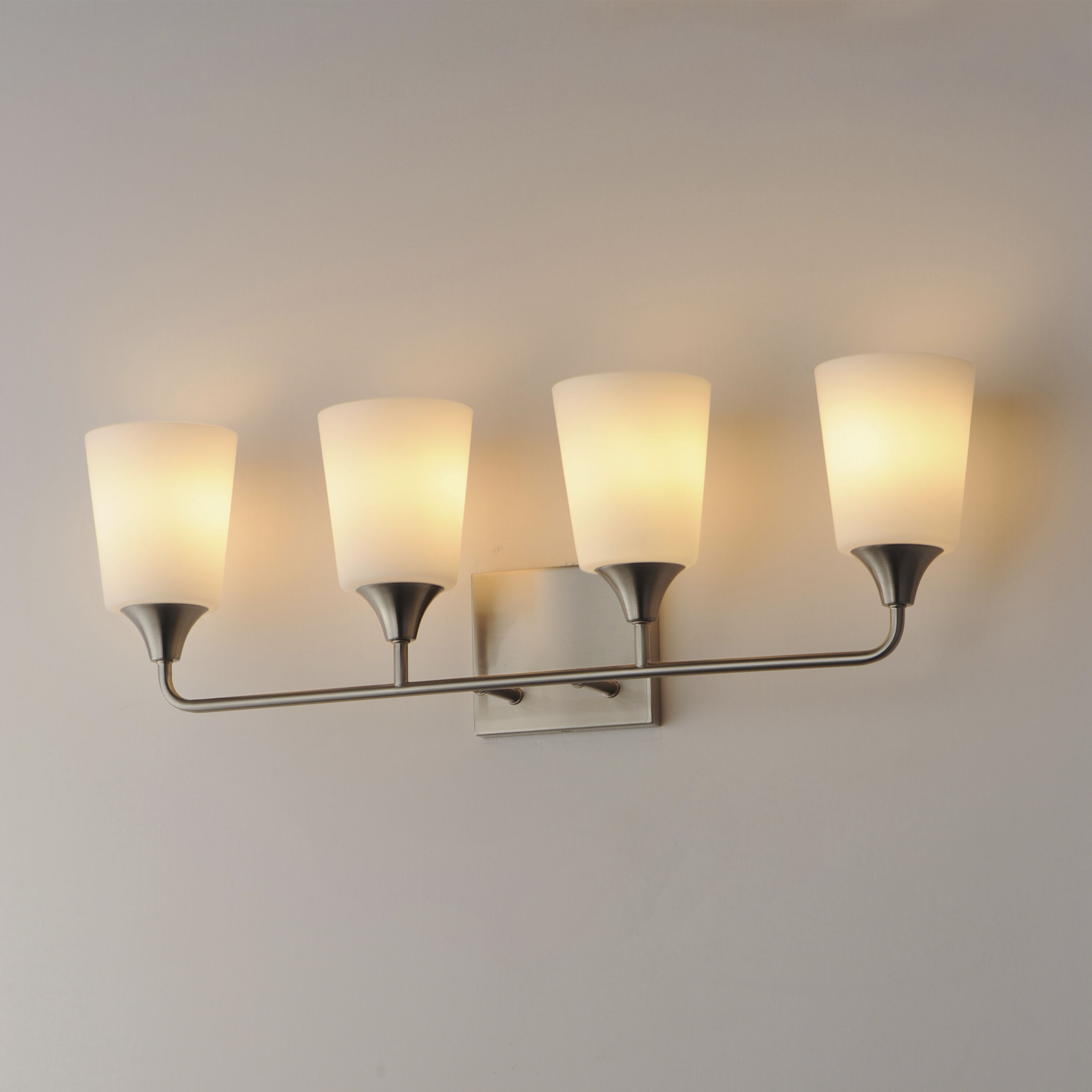 Hudson 4 Light 28.25 inch Satin Nickel Bath Vanity Wall Light in Satin White